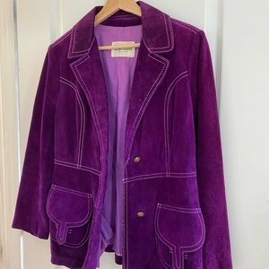Vintage purple suede lined jacket with belt